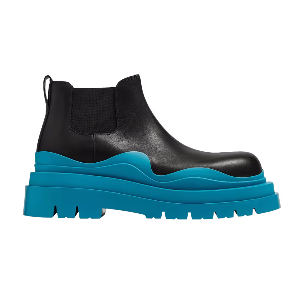 Bottega Veneta Tire Cropped Boot Black Amalfi Blue