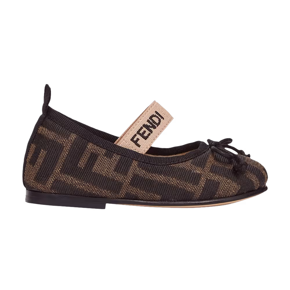 Fendi Ballerinas Junior First Steps Allover FF Logo - Tobacco
