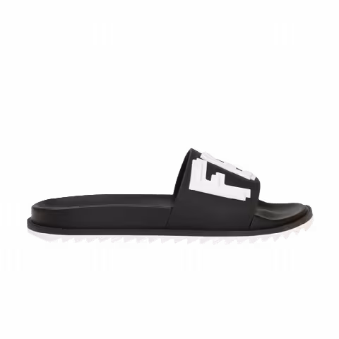 Fendi Rubber Logo Slides 'Black White'