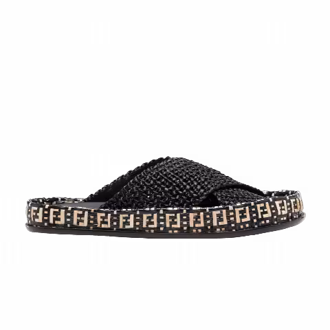 Fendi Wmns Raffia Slides 'Black Natural'