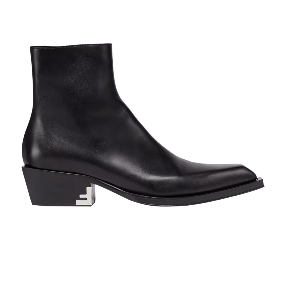 Fendi Leather Ankle Boot Black