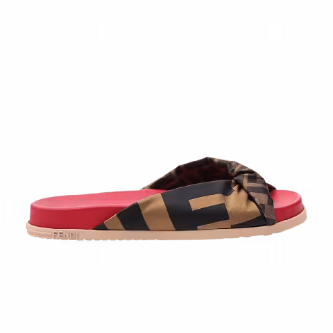 Fendi Wmns Twist Slides 'FF Print - Tob Black'