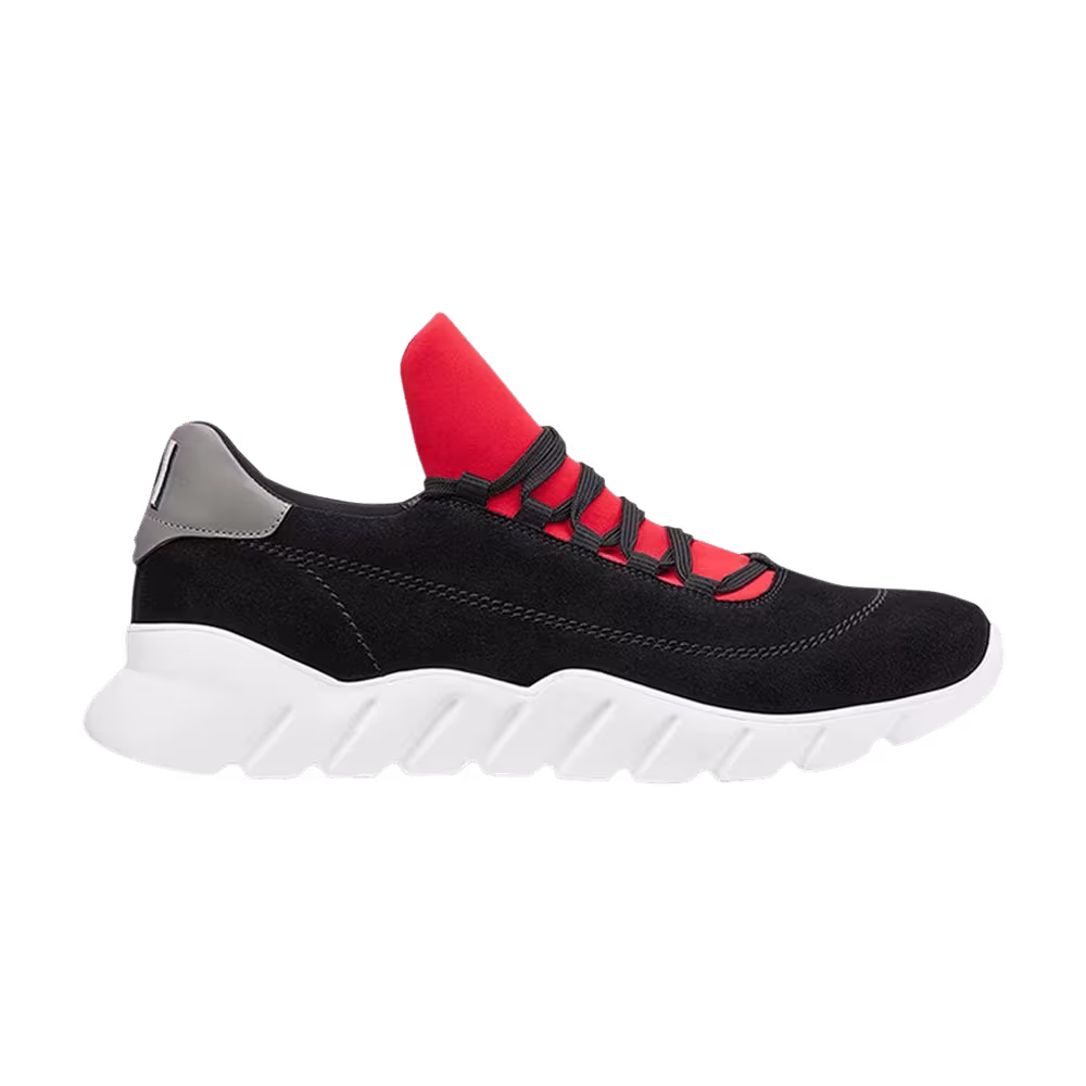 Fendi Leather Oversized Tongue Low Black Red