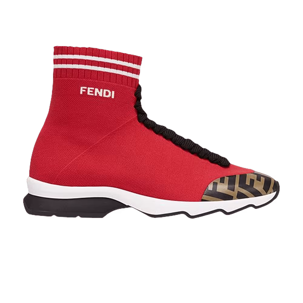 Fendi Women's FF Motif Fabric Sneaker Mid Red
