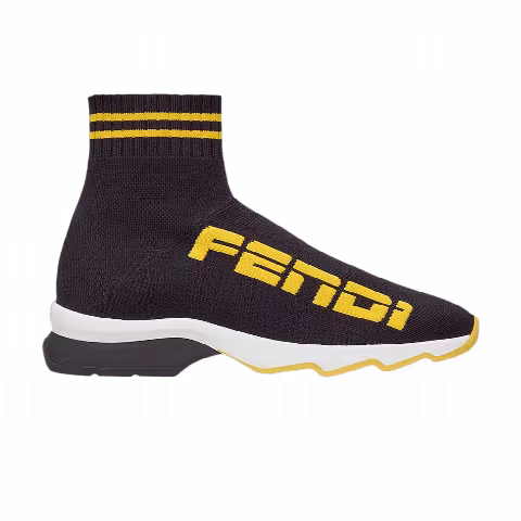 Fendi Wmns Fabric Sneaker Mid 'Black Yellow'