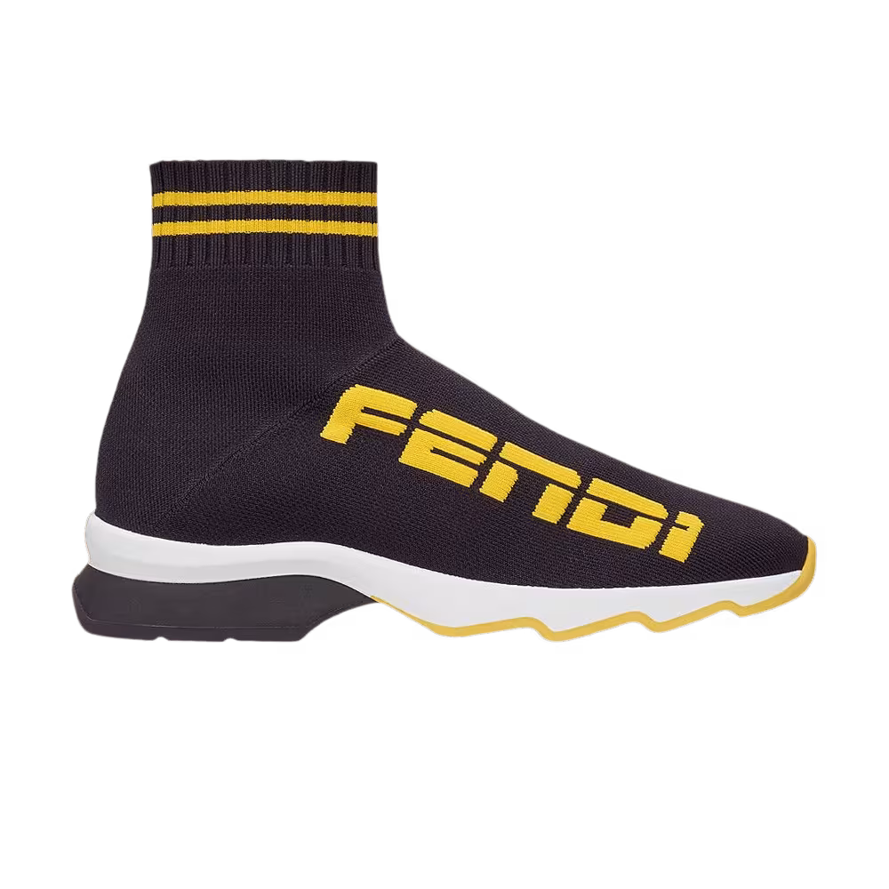 Fendi Women's Fabric Sneaker Mid Black Yellow