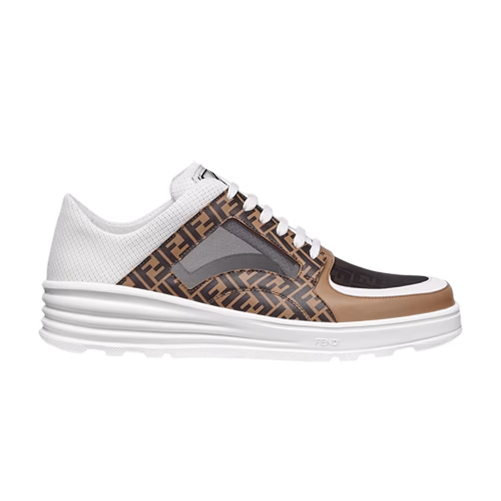 Fendi FF Motif Leather Low Brown