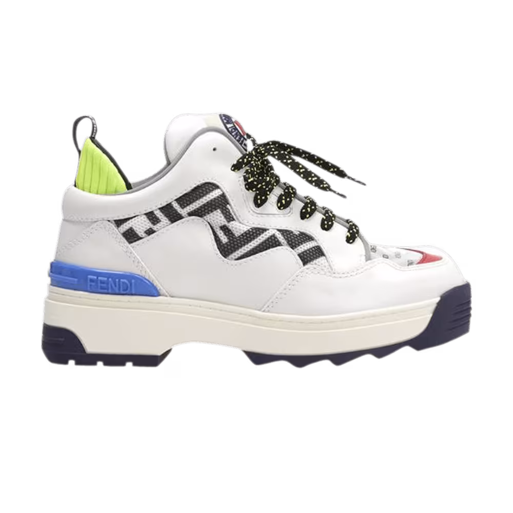 Fendi Women's T-Rex Leather High Sole White Blue Green