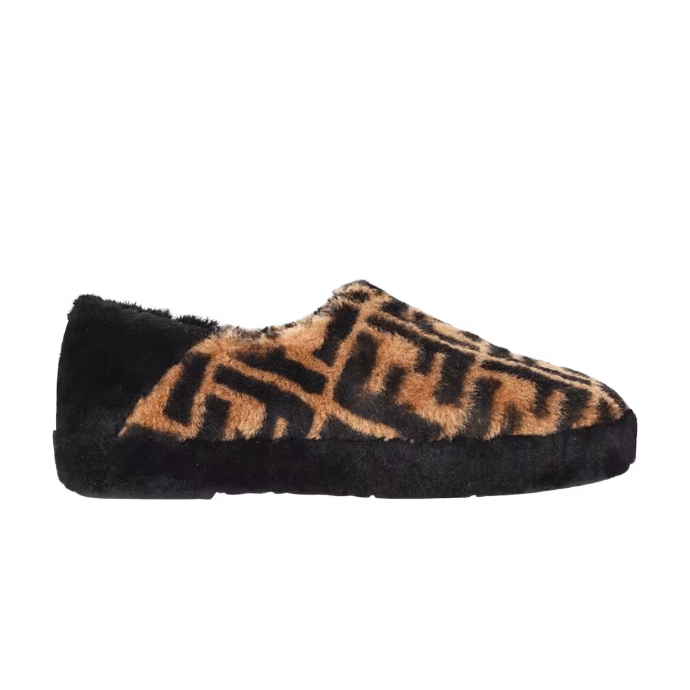 Fendi Shearling Slipper FF Logo - Brown