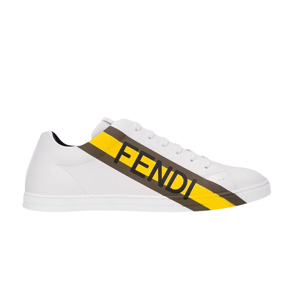 Fendi Leather Sneaker Fendi Logo - White Yellow