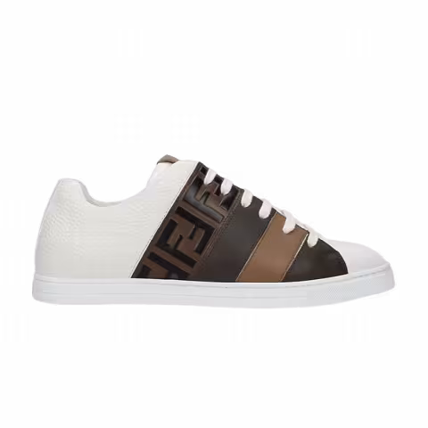 Fendi Leather 'FF Logo Side Striped - White'