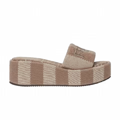 Fendi Wmns Sunshine Flatform Slides 'Pequin Stripes - Dove Grey Denim'
