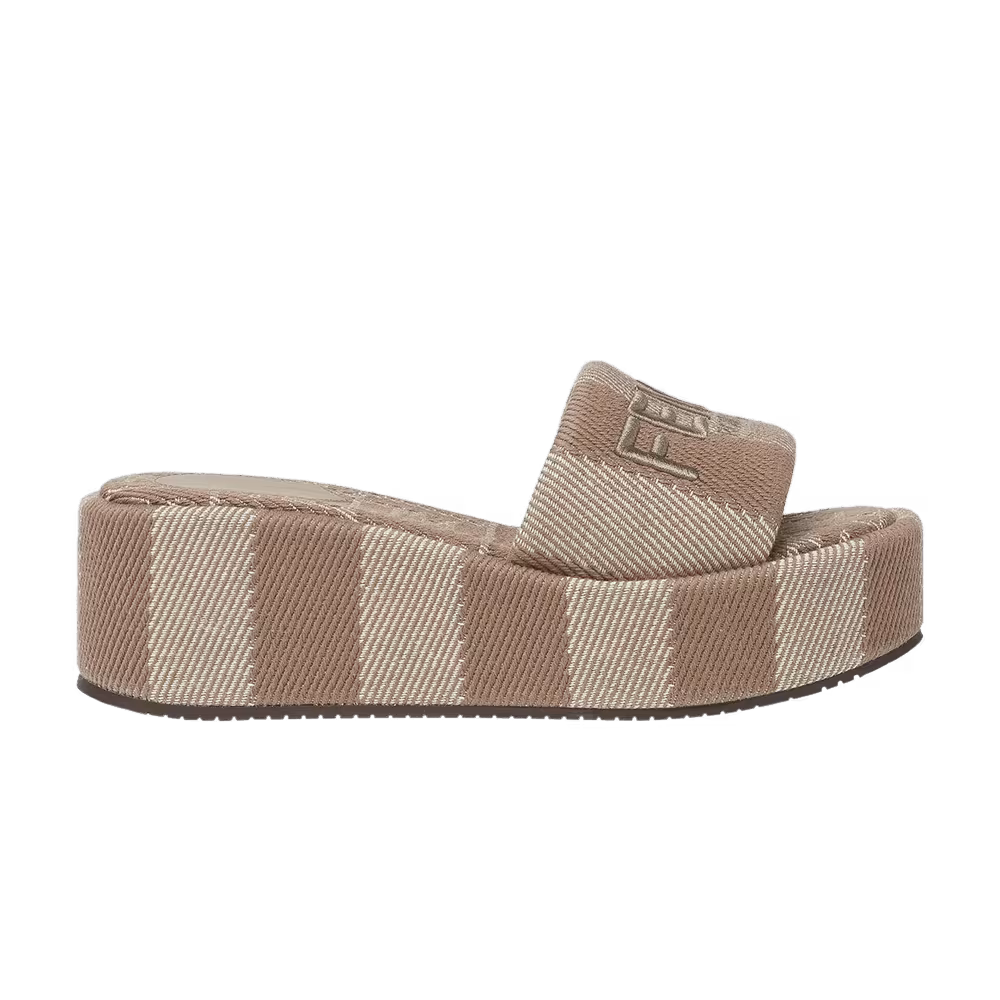 Fendi Women's Sunshine Flatform Slides Pequin Stripes - Dove Grey Denim