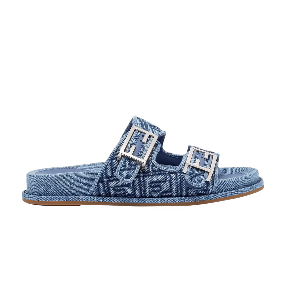 Fendi Women's Feel Slide FF Baguette - Blue Denim