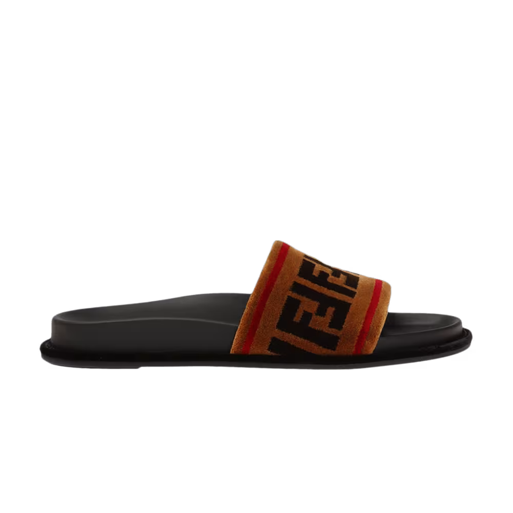 Fendi Women's Weave Slide Black Brown Red