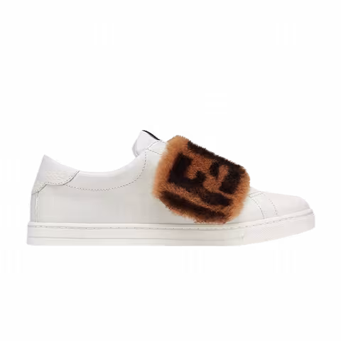 Fendi Wmns Leather Slip-On 'FF Fur - White'