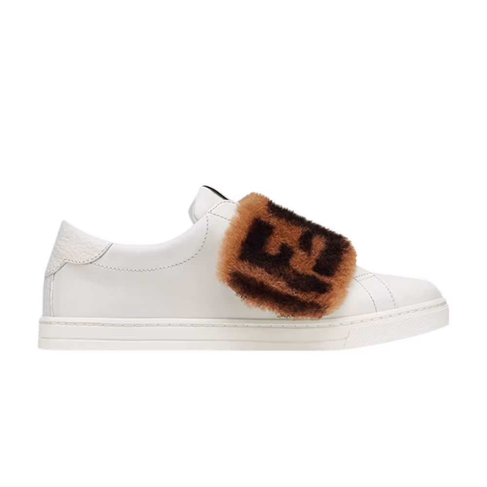 Fendi Women's Leather Slip-On FF Fur - White