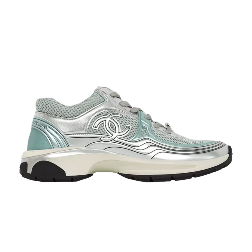 Chanel CC Logo Sneaker Silver Green