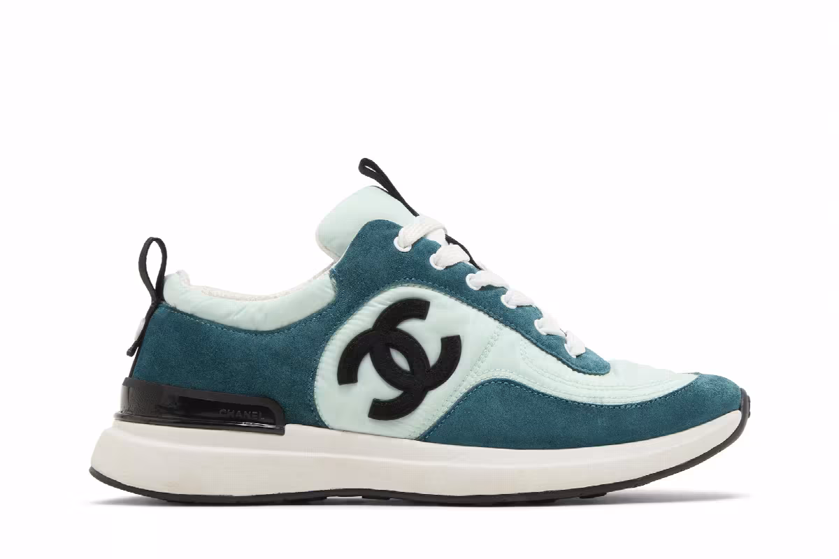 Chanel Women's Suede Calfskin Sneaker Light Green, view 2