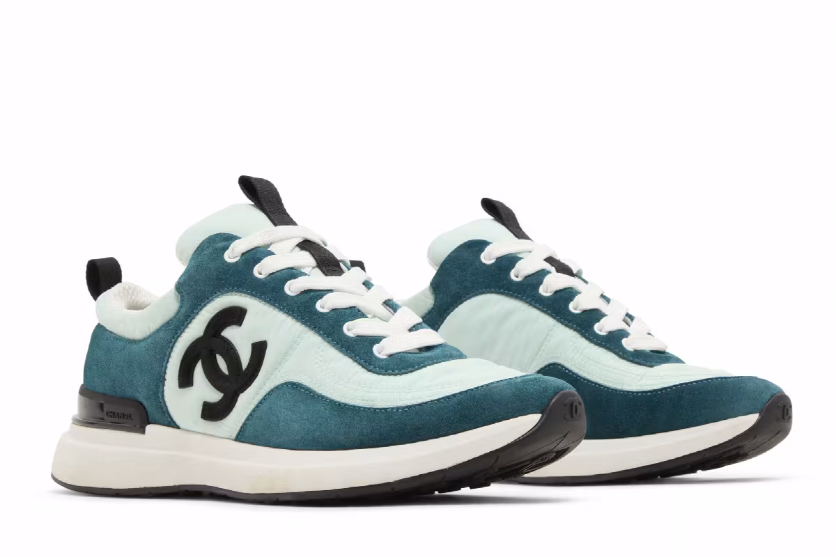 Chanel Women's Suede Calfskin Sneaker Light Green, view 9