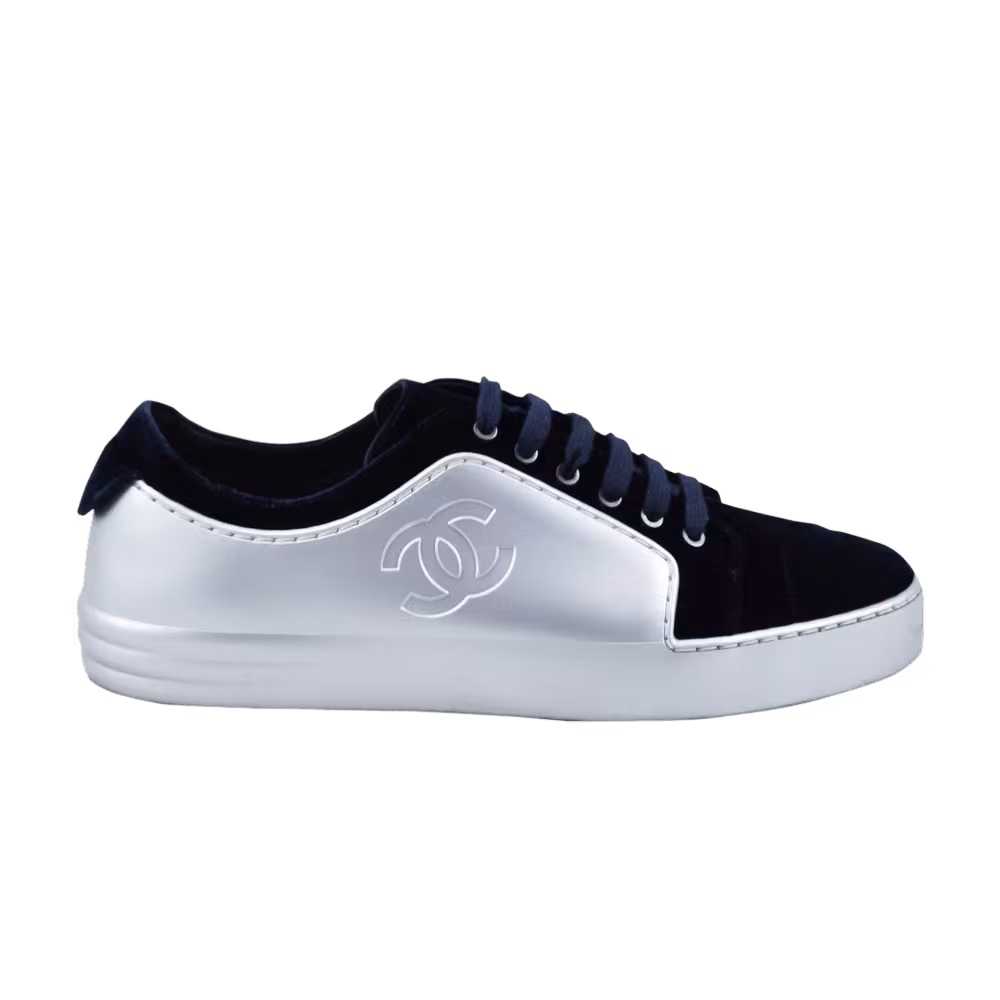 Chanel Sneaker Velvet Navy Silver