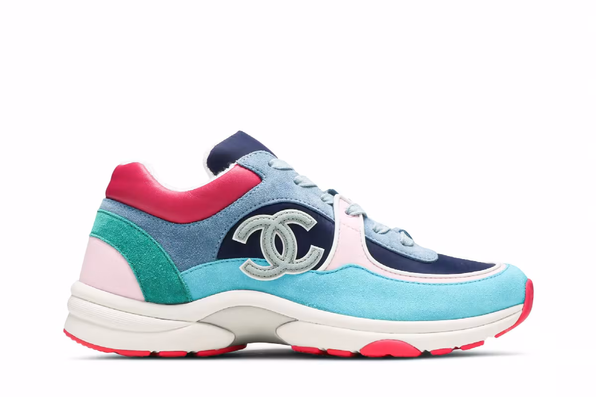 Chanel Women's Sneaker Navy Turquoise, view 2