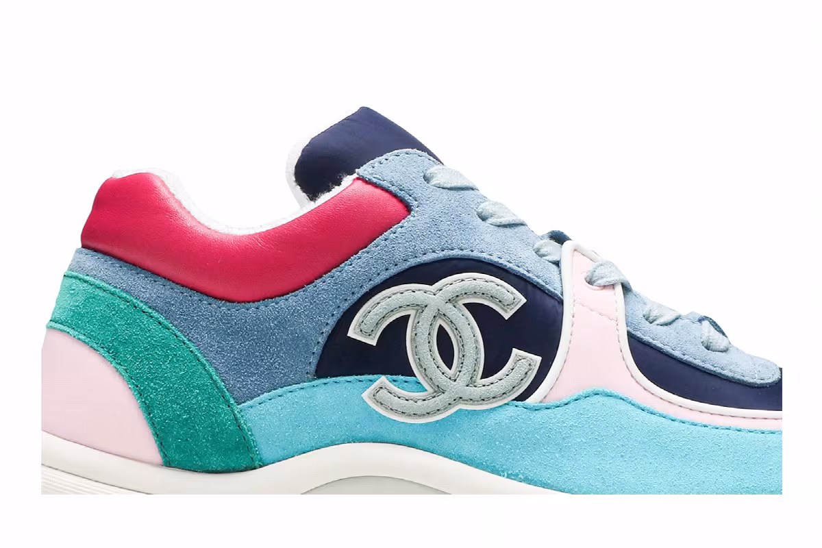 Chanel Women's Sneaker Navy Turquoise, view 3