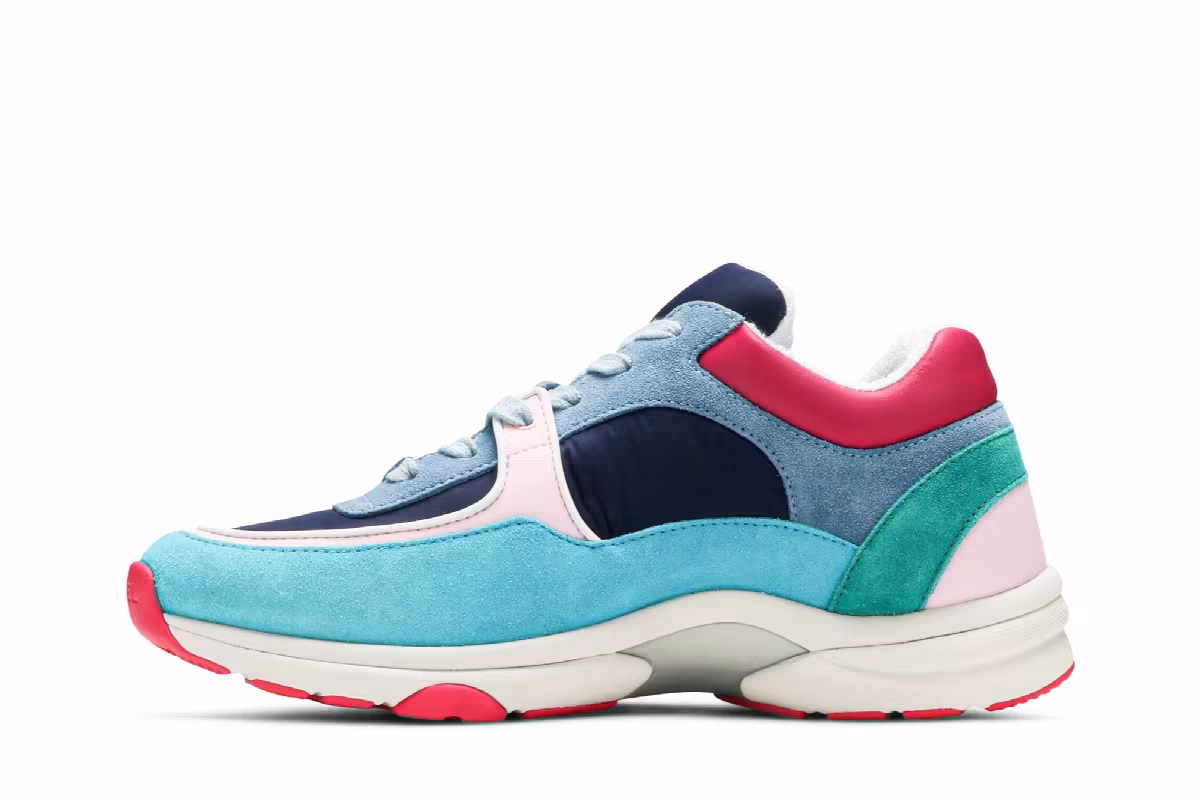 Chanel Women's Sneaker Navy Turquoise, view 4
