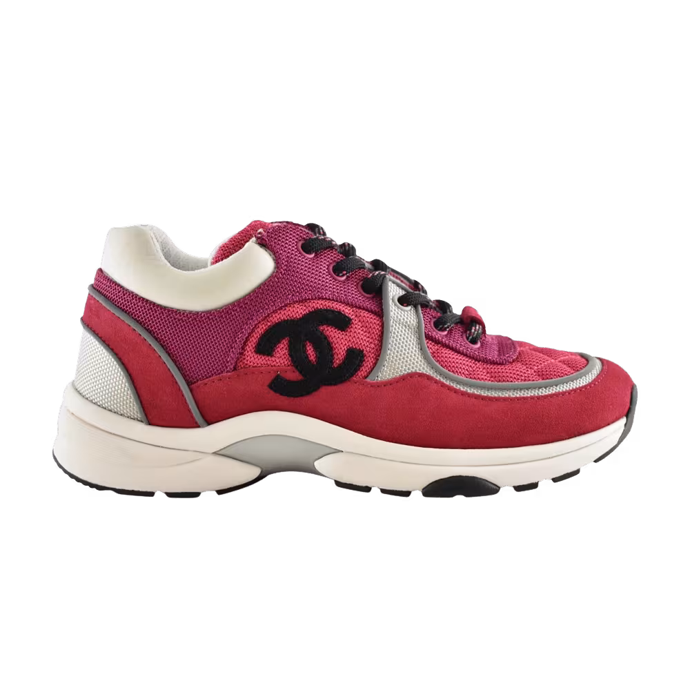 Chanel Women's CC Logo Sneaker Pink Silver