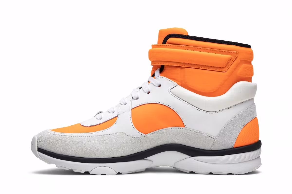 Chanel Women's Logo High Top Orange White, view 4