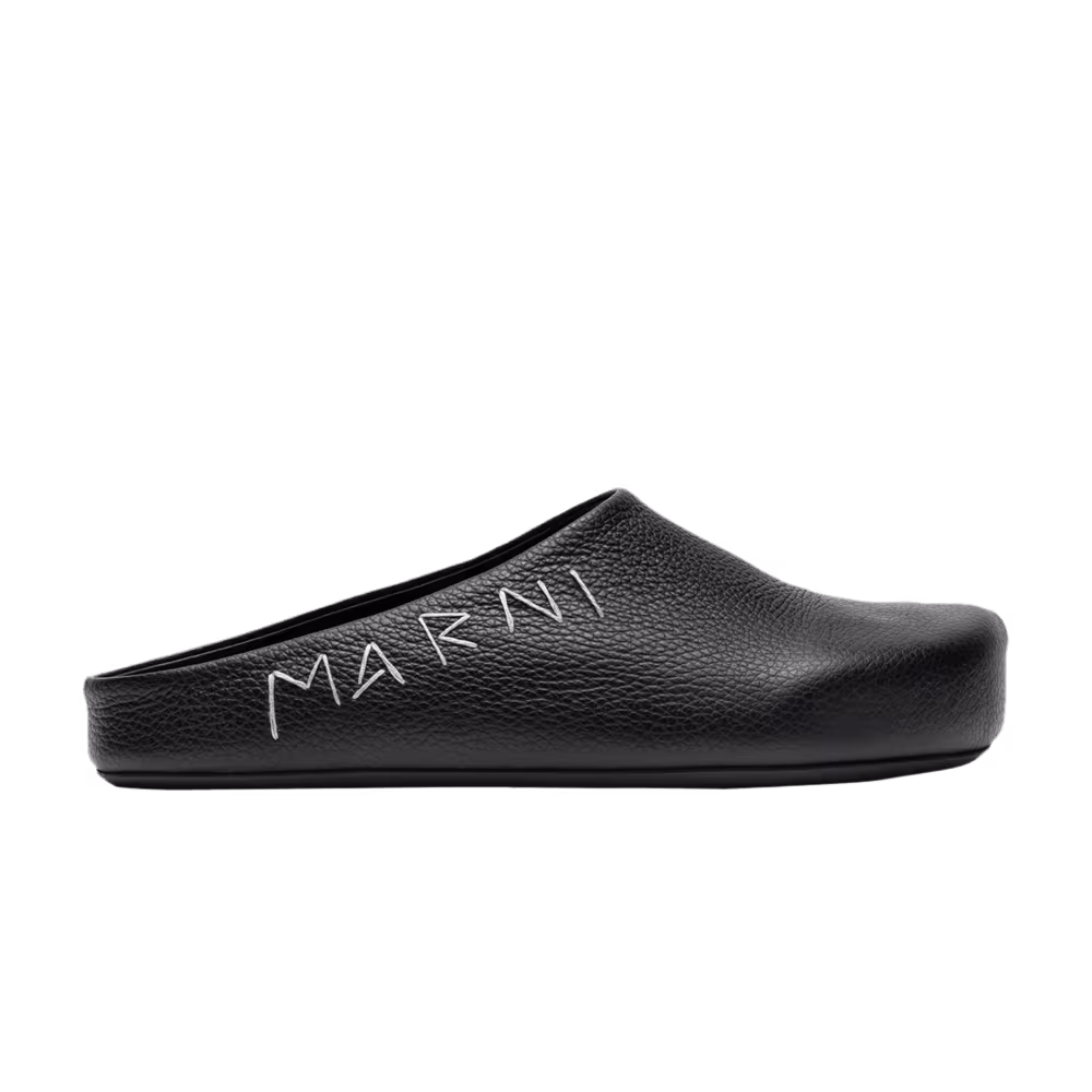 Marni Fussbett Sabot Black Logo Embroidered