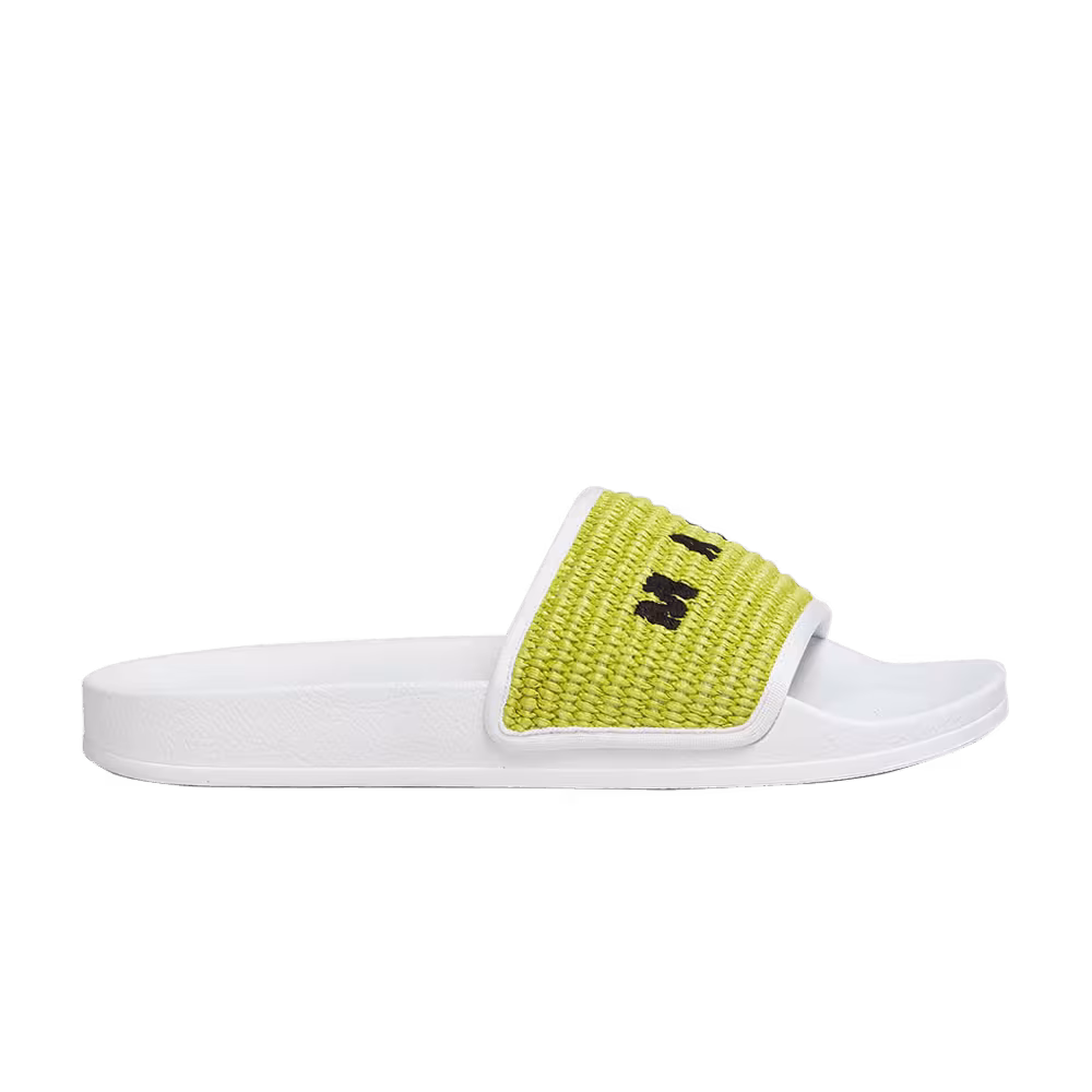 Marni Slide Braided Raffia - White Green
