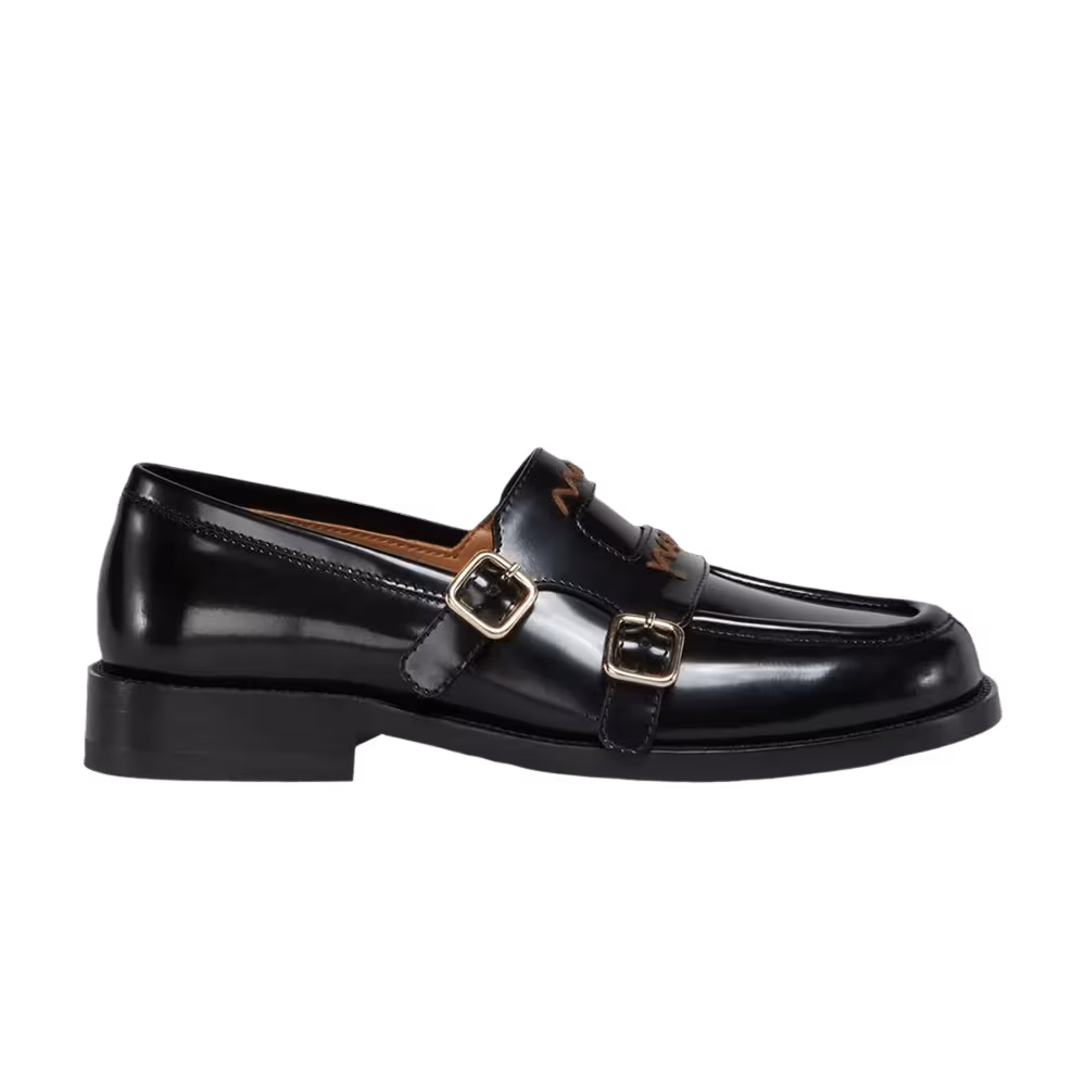 Marni Women's Double Buckle Leather Moccasin Black