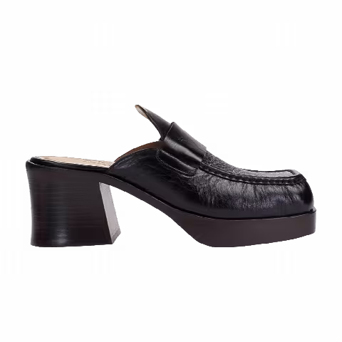Marni Heeled Mule 'Black Crinkled Leather'
