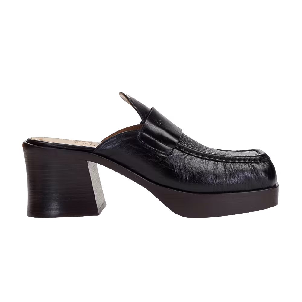 Marni Heeled Mule Black Crinkled Leather