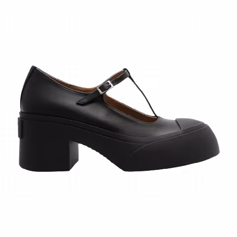 Marni Wmns Leather Pablo Triple Buckle Mary Jane Pump 'Black'