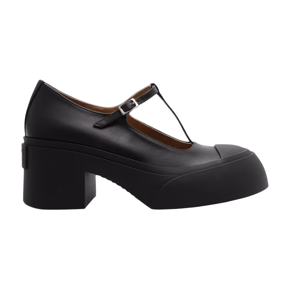 Marni Women's Leather Pablo Triple Buckle Mary Jane Pump Black