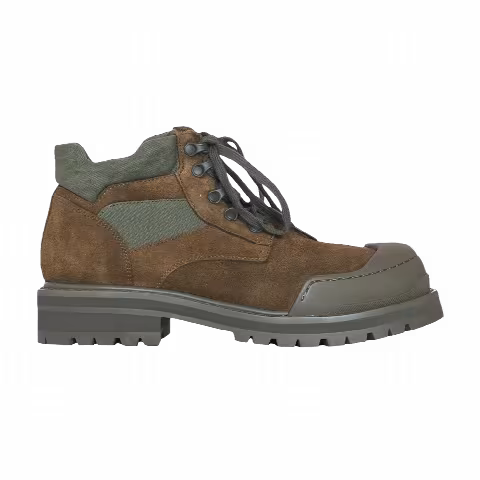 Marni Suede Patchy Combat Boot 'Olive'