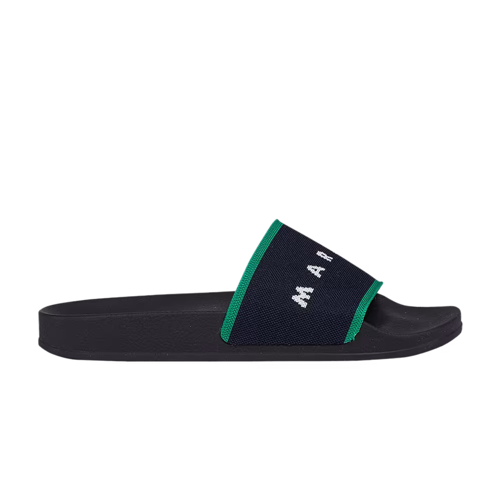 Marni Women's Jacquard Rubber Slide Black Green