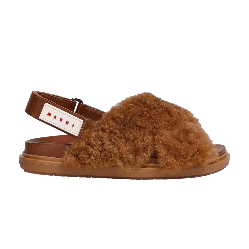 Marni Women's Fussbett Shearling Sandal Caramel