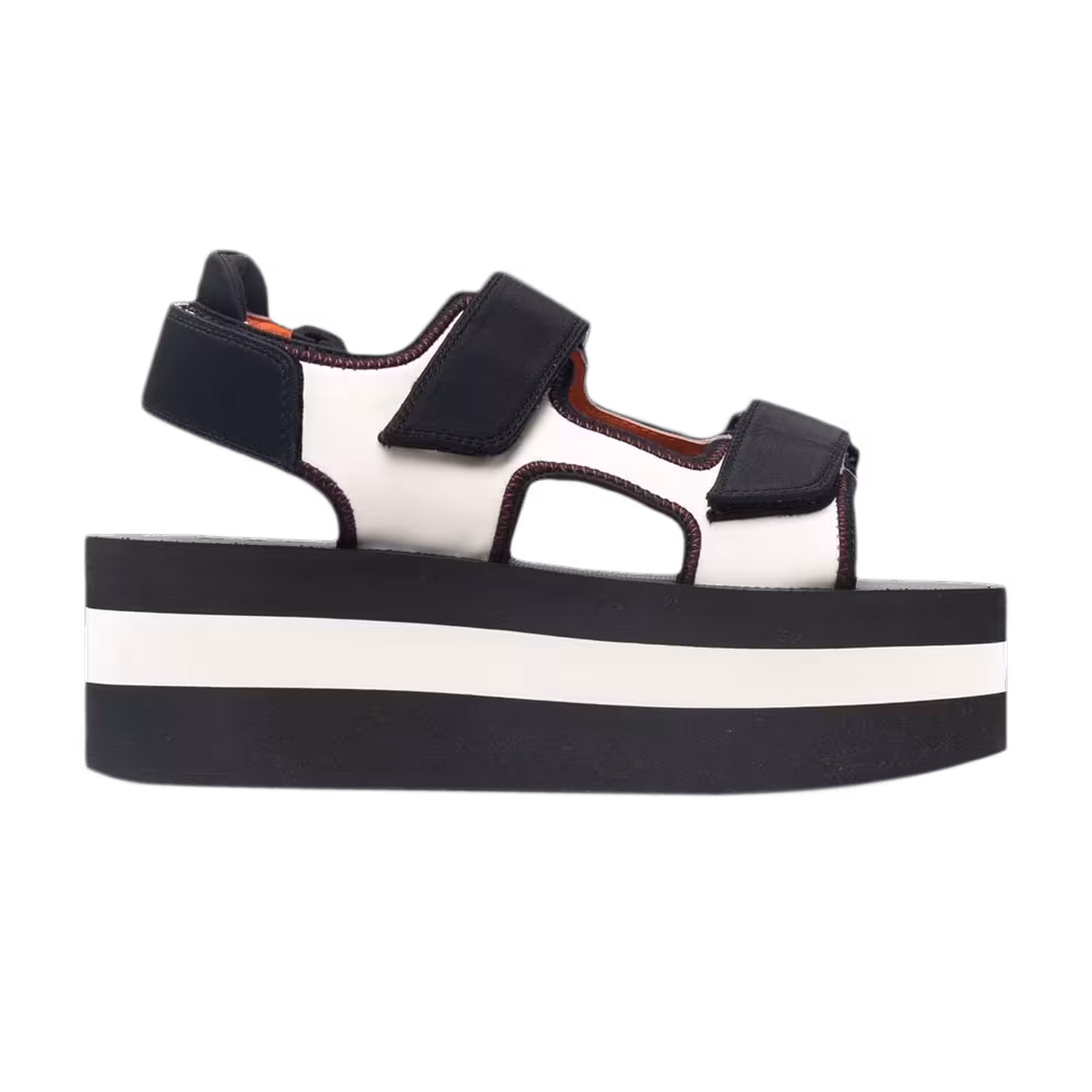 Marni Women's Velcro Wedge Sandal Ivory Black