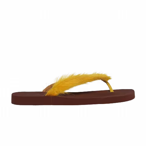 Marni Pony Hair Flip Flop Sandal 'Yellow Brown'