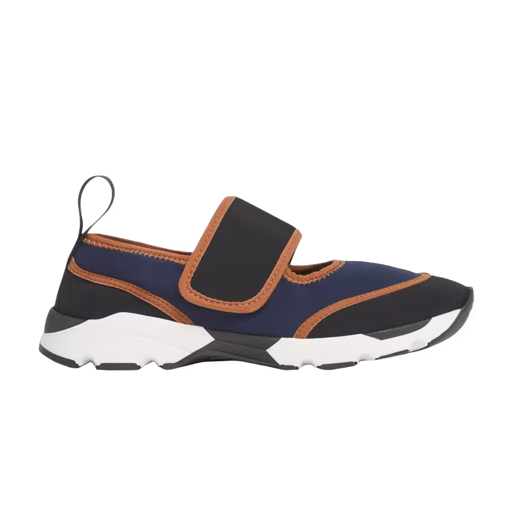 Marni Women's lycra Mary Jane Running Sneaker Navy Black Brown