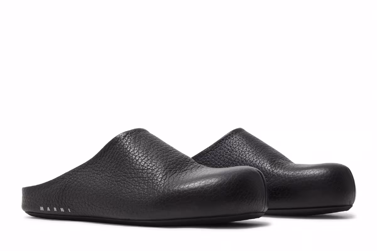 Marni Women's Calfskin Fussbett Sabot Black, view 9