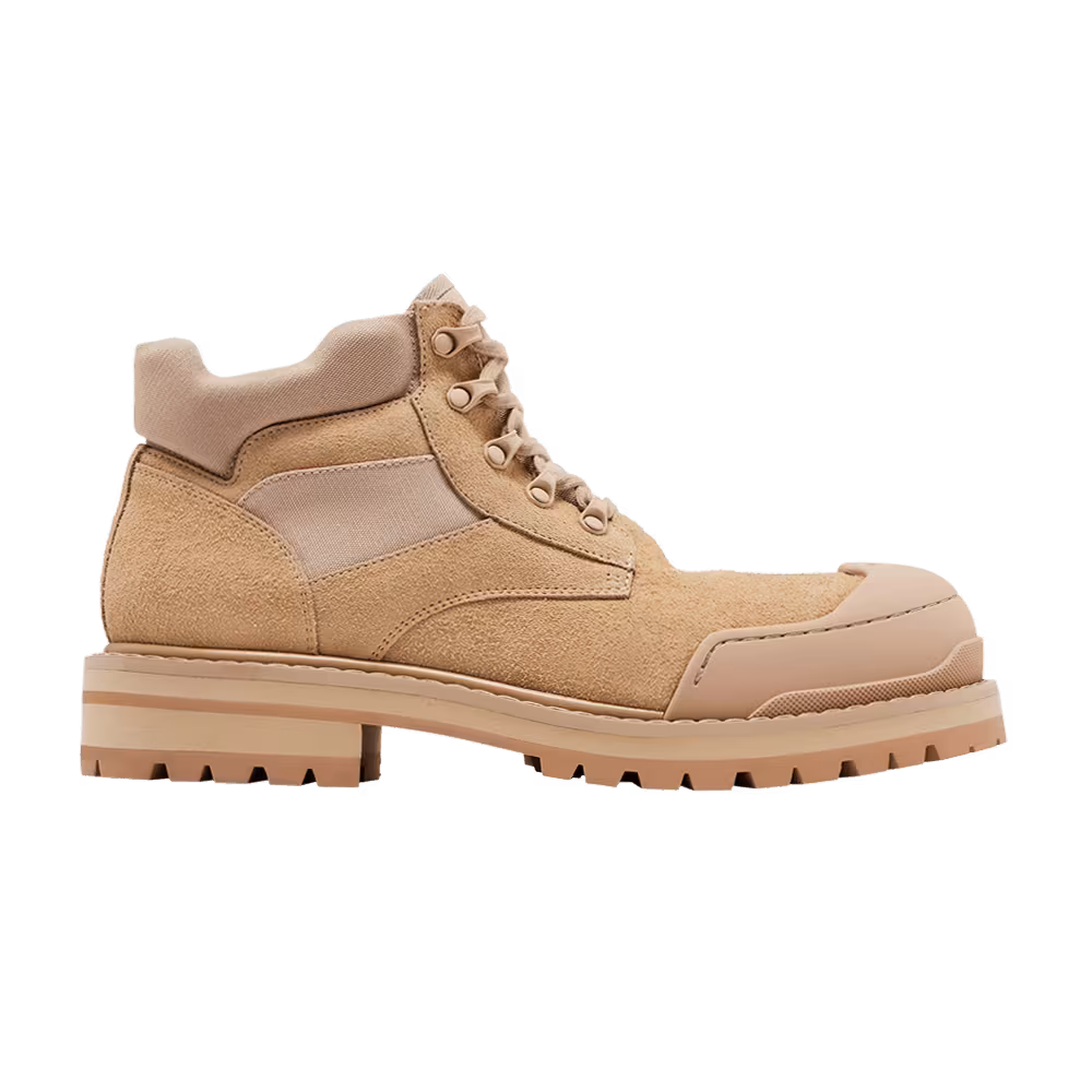 Marni Suede Patchy Combat Boot Gold Sand
