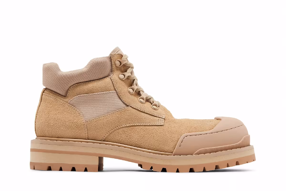 Marni Suede Patchy Combat Boot Gold Sand, view 2