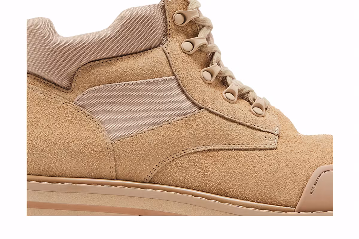 Marni Suede Patchy Combat Boot Gold Sand, view 3