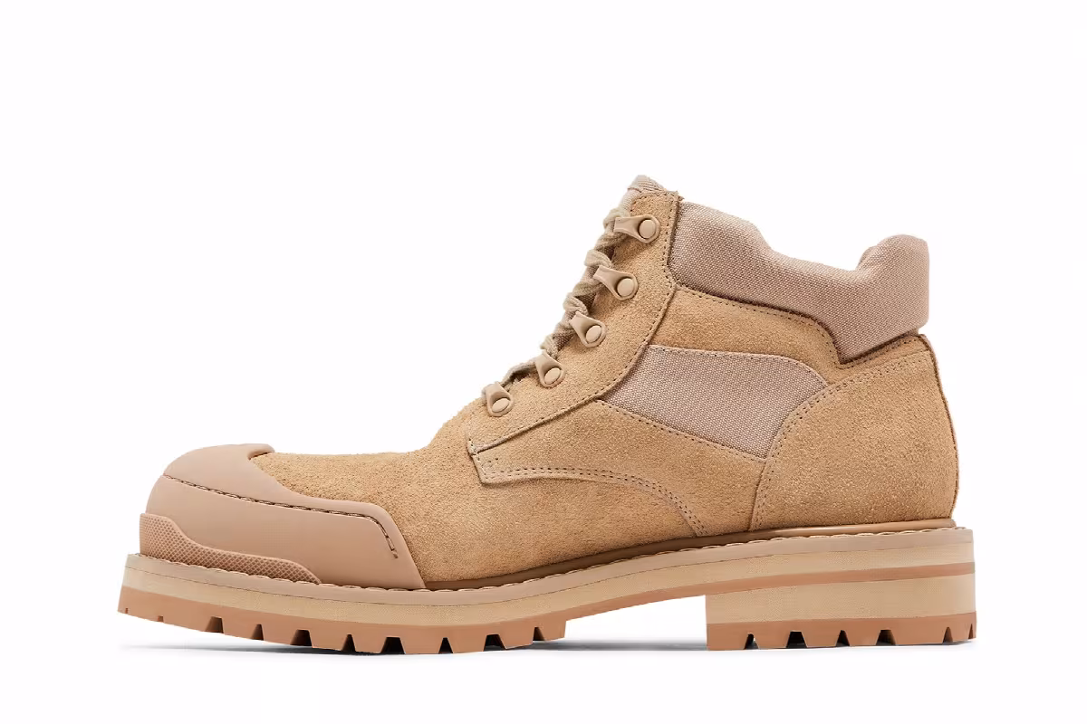 Marni Suede Patchy Combat Boot Gold Sand, view 4