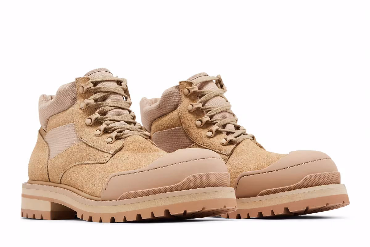Marni Suede Patchy Combat Boot Gold Sand, view 9
