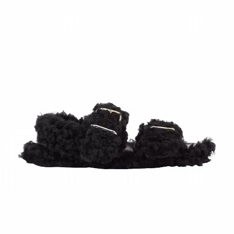 Marni Wmns Fussbett Shearling Double Buckle Sandal 'Black'